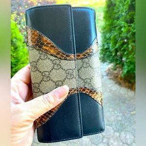 Gucci Python/GG Monogram Ssima Wallet, Leather